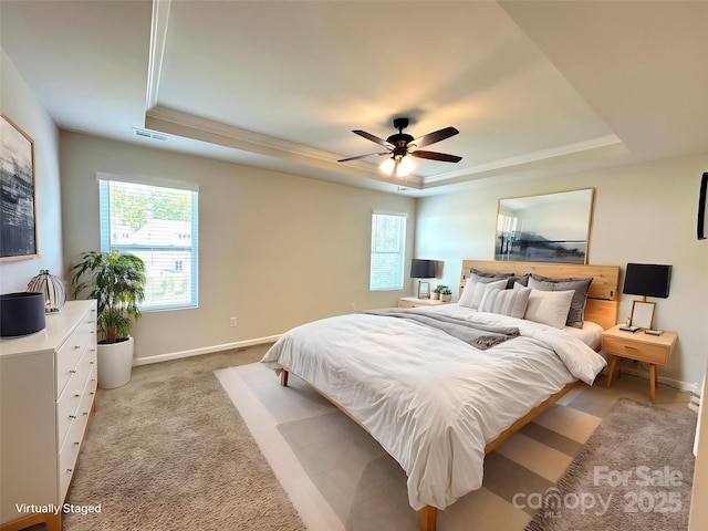 17121 Carolina Pine Row, Charlotte, NC 28278 - bedroom with a raised ceiling, visible vents, and baseboards