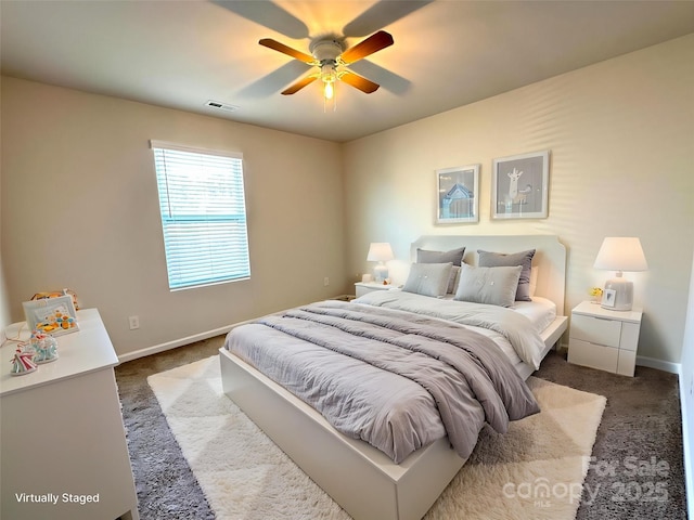 17121 Carolina Pine Row, Charlotte, NC 28278 - carpeted bedroom featuring visible vents, baseboards, and ceiling fan