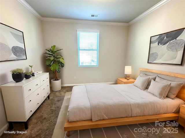 17121 Carolina Pine Row, Charlotte, NC 28278 - bedroom with baseboards, visible vents, and crown molding