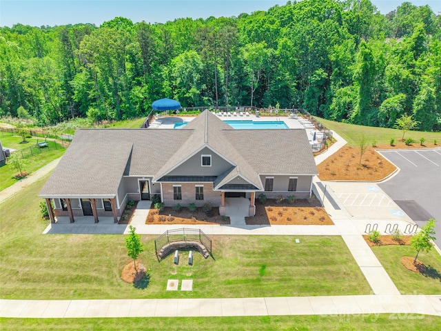 115 Haddonsfield Dr, Mooresville, NC 28115 - birds eye view of property featuring a forest view