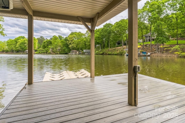 view of dock featuring a water view