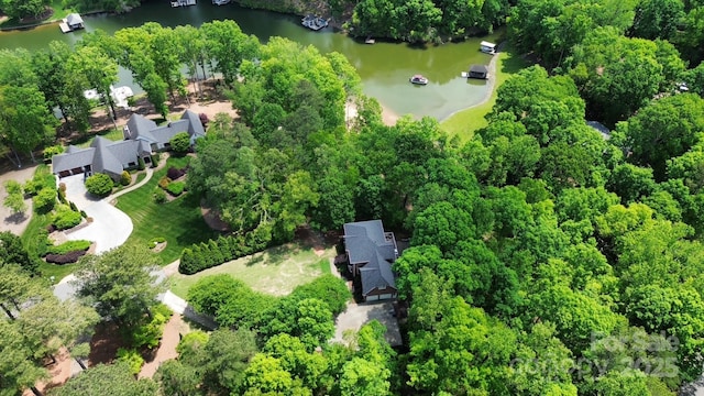 bird's eye view featuring a water view