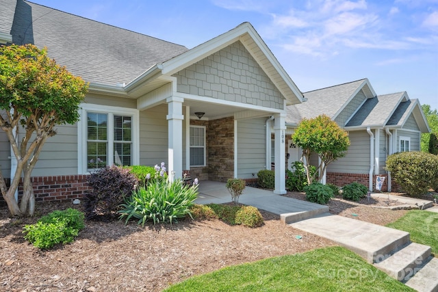 108 Ivy Ct, Morganton, NC 28655 - view of front of home featuring a porch, roof with shingles, and brick siding