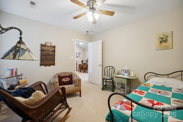 108 Ivy Ct, Morganton, NC 28655 - bedroom with visible vents, a ceiling fan, and light carpet