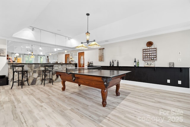 18730 Floyd Ct, Davidson, NC 28036 - playroom featuring wood finished floors, rail lighting, billiards, and crown molding