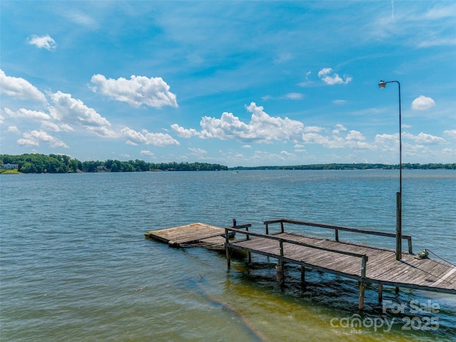 view of dock featuring a water view