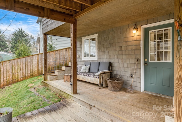 19 Castle St, Asheville, NC 28803 - wooden deck with an outdoor living space