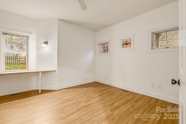 19 Castle St, Asheville, NC 28803 - unfurnished room featuring light wood-type flooring, baseboards, and a ceiling fan