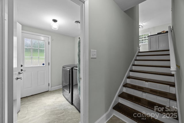 2100 Shadyview Dr, Charlotte, NC 28210 - laundry area featuring washer and dryer and baseboards