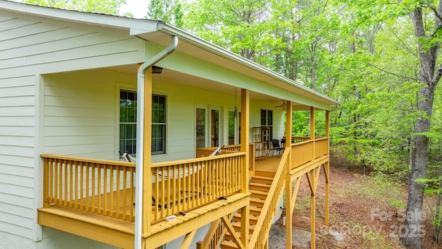 wooden deck with stairs