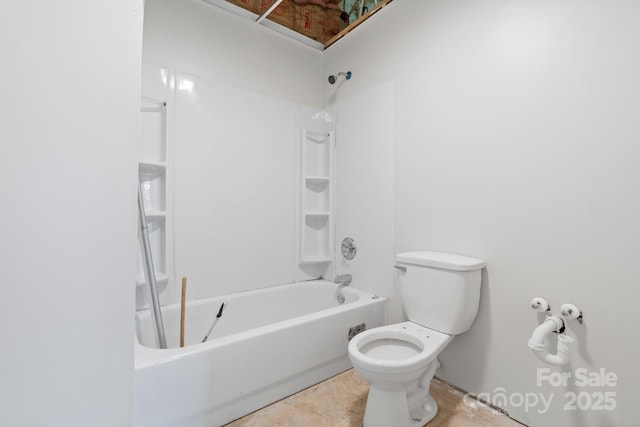 bathroom with shower / bathing tub combination and toilet