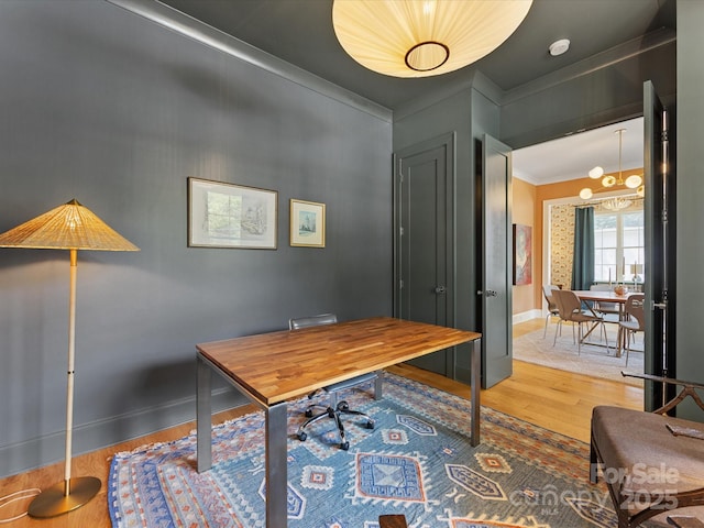1614 Brook Rd, Charlotte, NC 28205 - office space with crown molding, baseboards, and wood finished floors