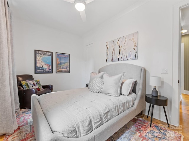 1614 Brook Rd, Charlotte, NC 28205 - bedroom featuring ceiling fan and wood finished floors