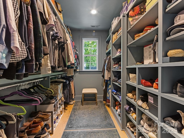 1614 Brook Rd, Charlotte, NC 28205 - walk in closet featuring visible vents and wood finished floors