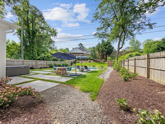 1614 Brook Rd, Charlotte, NC 28205 - view of yard with a hot tub, a patio area, and a fenced backyard