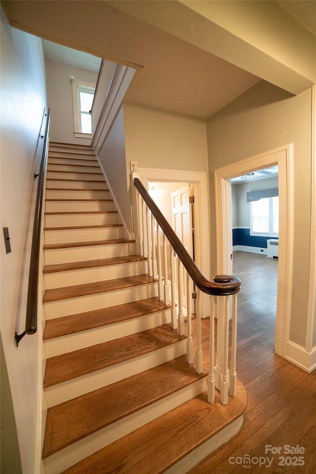 311 W Union St, Morganton, NC 28655 - staircase featuring baseboards and wood-type flooring