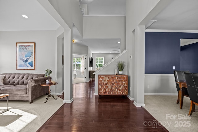 347 Wildbriar Rd Unit 28, Fletcher, NC 28732 - entryway with wood finished floors, baseboards, crown molding, and recessed lighting