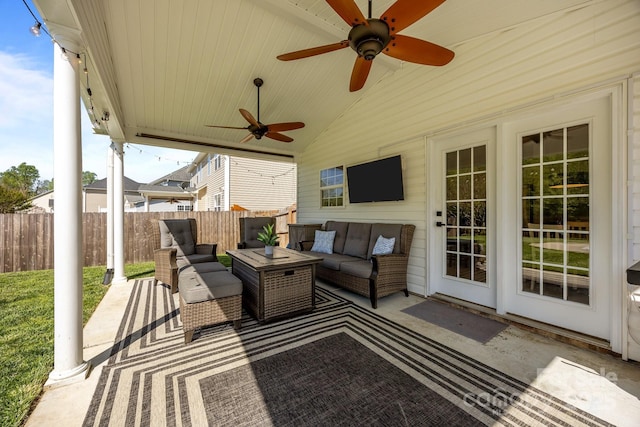 347 Wildbriar Rd Unit 28, Fletcher, NC 28732 - view of patio featuring an outdoor hangout area and a ceiling fan
