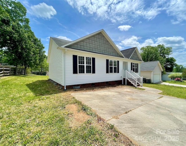 back of property featuring crawl space and an outdoor structure