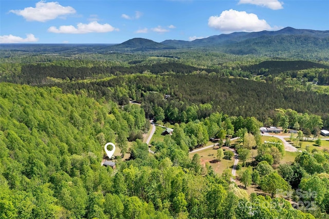 3110 Mentink Way, Nebo, NC 28761 - aerial view of property's location with a heavily wooded area and a mountain backdrop