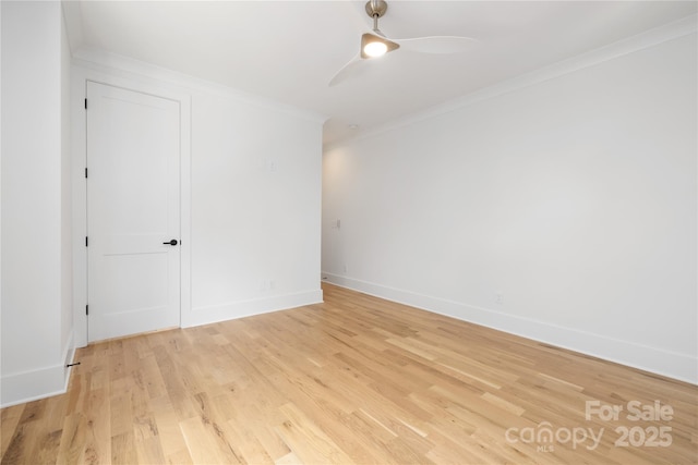554 W Cama St, Charlotte, NC 28217 - unfurnished room with crown molding, a ceiling fan, light wood-style floors, and baseboards