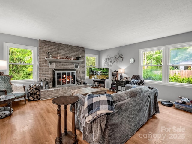 125 Snug Harbor Cir, Lake Lure, NC 28746 - living area featuring a fireplace, a healthy amount of sunlight, and wood finished floors