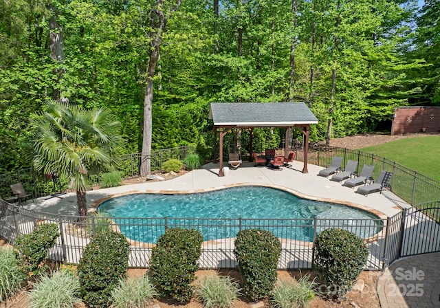 860 Arrow Point Ln, Davidson, NC 28036 - view of pool with fence, a gazebo, a patio area, and a fenced in pool