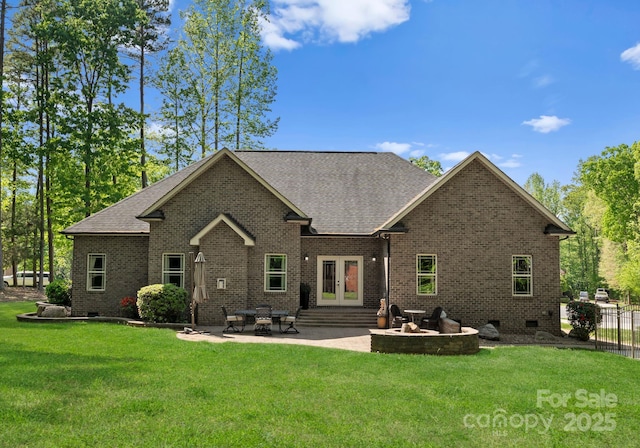 860 Arrow Point Ln, Davidson, NC 28036 - rear view of property featuring a yard, a patio area, french doors, and a shingled roof