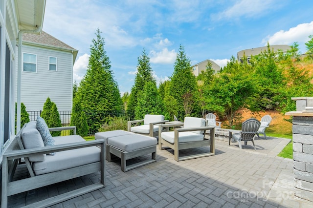 view of patio with an outdoor living space