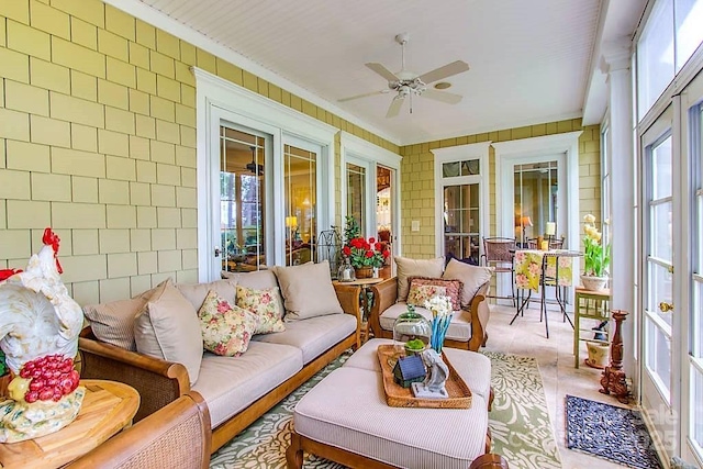 3400 Baucom Manor Rd, Monroe, NC 28110 - sunroom / solarium with plenty of natural light, ceiling fan, and outdoor lounge area