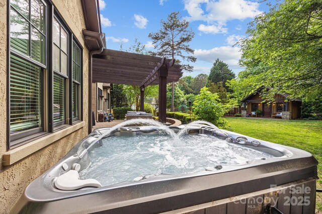 details with a hot tub