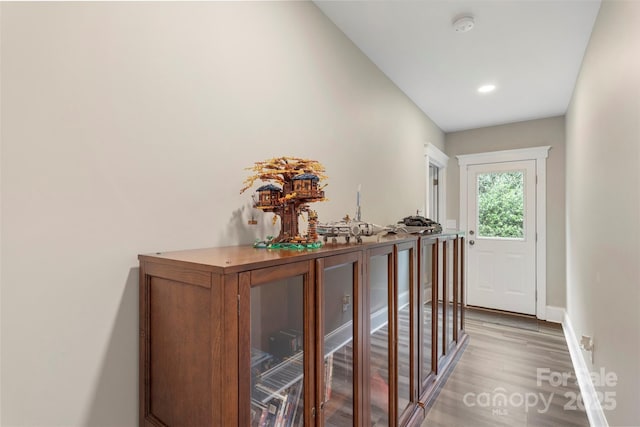 1004 Berwick Ct, Waxhaw, NC 28173 - hallway featuring light wood-type flooring, baseboards, and recessed lighting