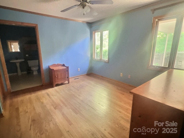 352 Edgemont Dr, Kings Mountain, NC 28086 - spare room with light wood finished floors, baseboards, visible vents, and ceiling fan