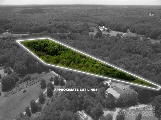 birds eye view of property with a forest view