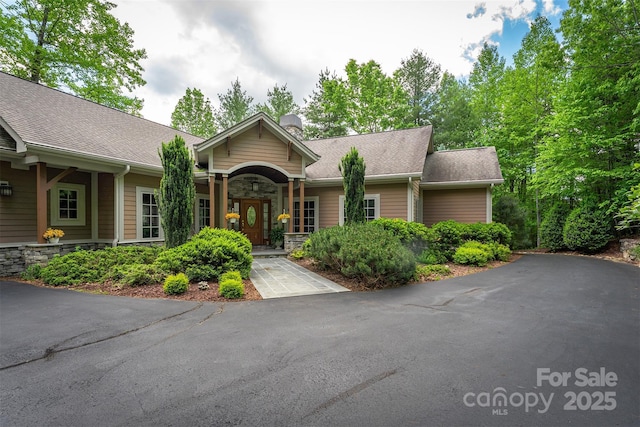 168 Chattooga Run, Hendersonville, NC 28739 - view of front of home with a chimney and roof with shingles
