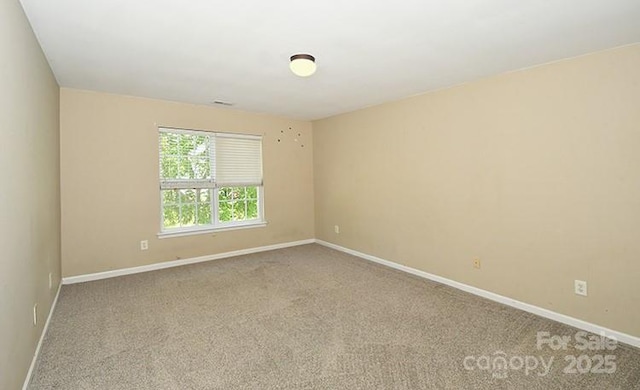 spare room featuring baseboards and carpet flooring