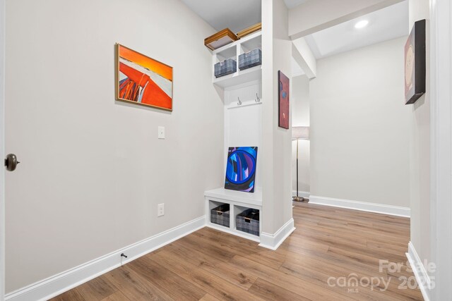 12705 Twilight Dr, Mint Hill, NC 28227 - mudroom featuring baseboards, recessed lighting, and wood finished floors