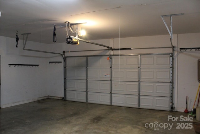 garage with a garage door opener