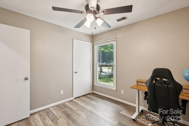 6412 Old Meadow Rd, Charlotte, NC 28227 - home office featuring wood finished floors, ceiling fan, and baseboards