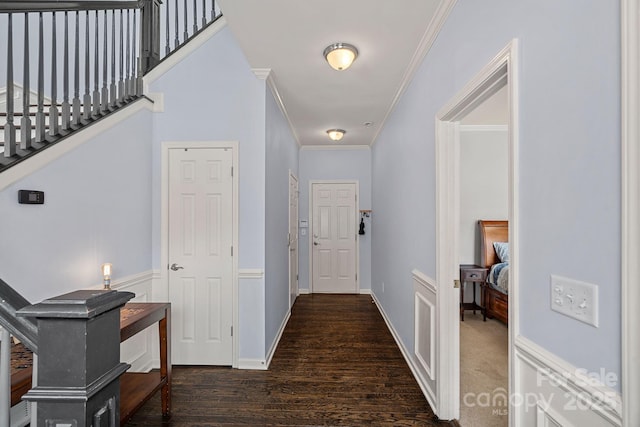 1948 Winpole Ln, Charlotte, NC 28273 - hall featuring crown molding, stairs, and wood finished floors