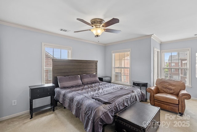1948 Winpole Ln, Charlotte, NC 28273 - bedroom with visible vents, multiple windows, light carpet, and baseboards