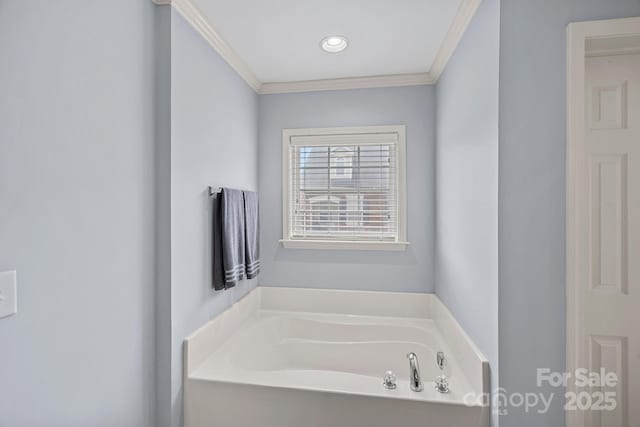 1948 Winpole Ln, Charlotte, NC 28273 - bathroom featuring crown molding and a bath