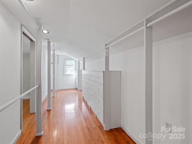 10 Stuyvesant Rd, Asheville, NC 28803 - hallway with recessed lighting, vaulted ceiling, light wood finished floors, and baseboards