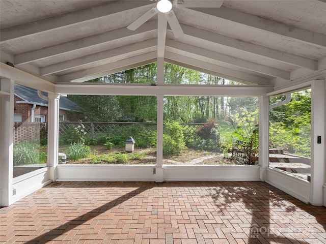 10 Stuyvesant Rd, Asheville, NC 28803 - unfurnished sunroom featuring beamed ceiling and a ceiling fan
