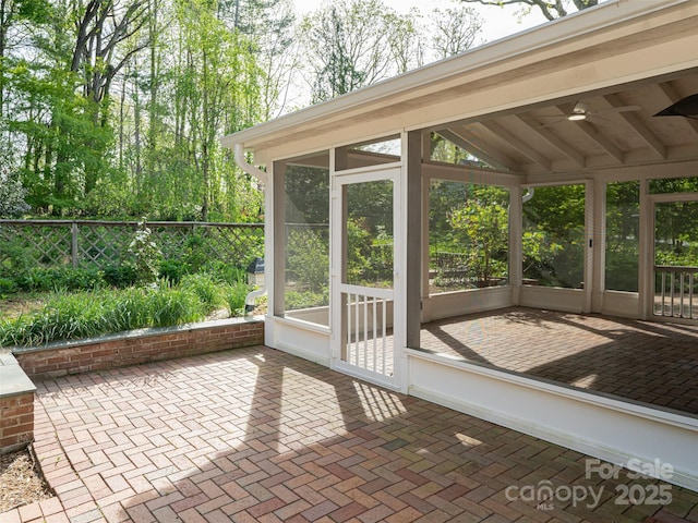 10 Stuyvesant Rd, Asheville, NC 28803 - unfurnished sunroom featuring a ceiling fan