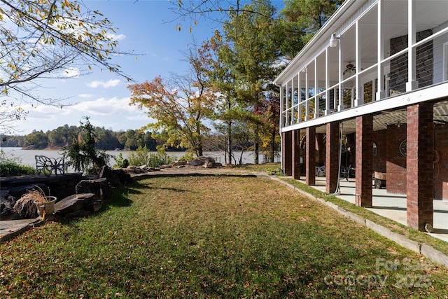 4950 Canterbury Pl, Morganton, NC 28655 - view of yard featuring a sunroom, a patio, and a water view
