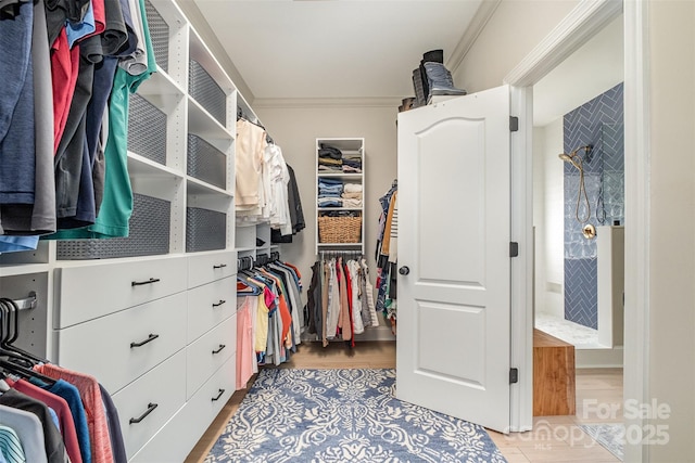 spacious closet with light wood finished floors