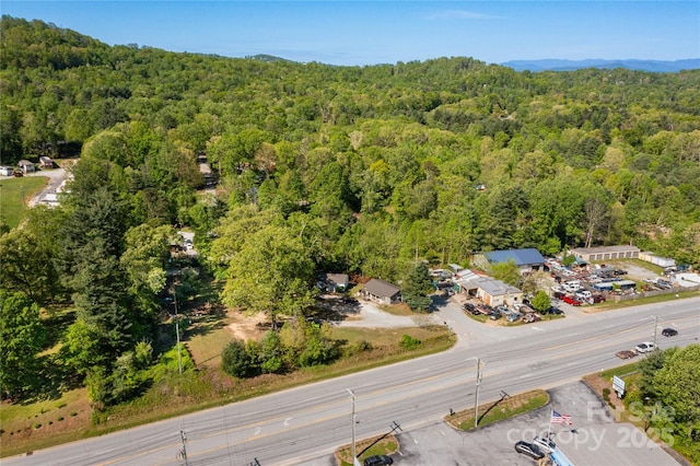 drone / aerial view with a forest view