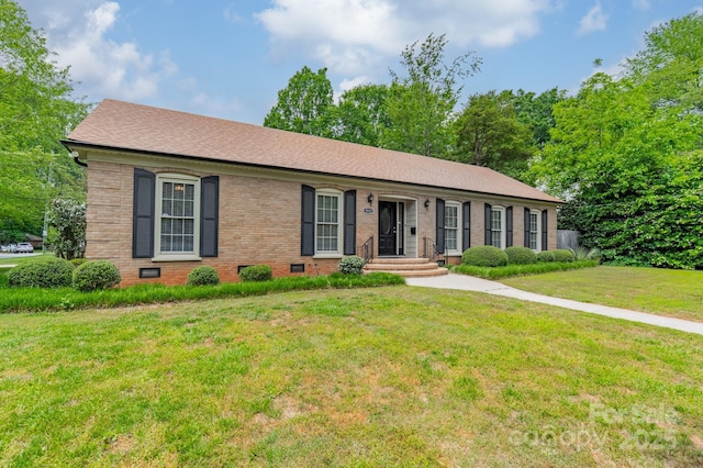 5522 Sharon Rd, Charlotte, NC 28210 - single story home featuring brick siding, a front yard, a shingled roof, and crawl space