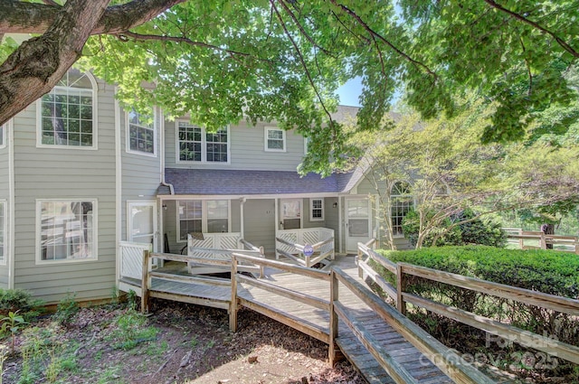 6510 Clavell Ln Unit B, Charlotte, NC 28210 - rear view of property with a deck and a shingled roof